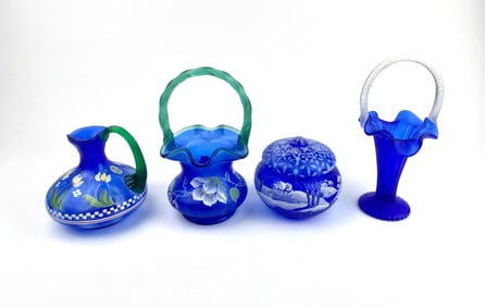 Collection of Cobalt Blue Fenton Glass Pieces