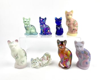 8 Fenton Glass Cat Figurines