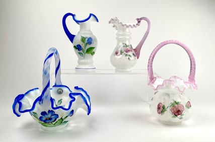 4 Fenton Glass Pieces (Diamond Optic, The Glass Legacy Collection)