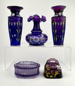 Lot of 5 Royal Purple Fenton Glass Items