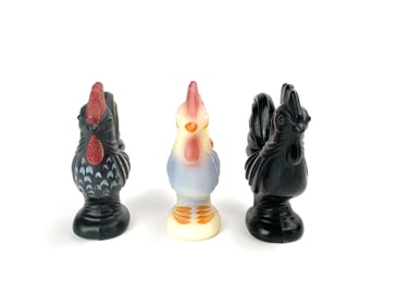 Trio of Rooster Figurines