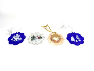 Four Fenton Glass Decorative Ornaments