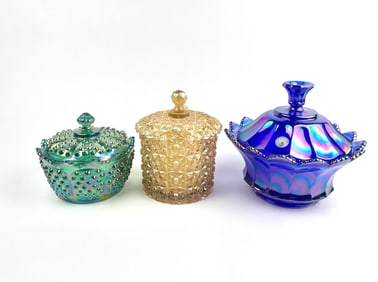 Three Fenton Opalescent Glass Dishes