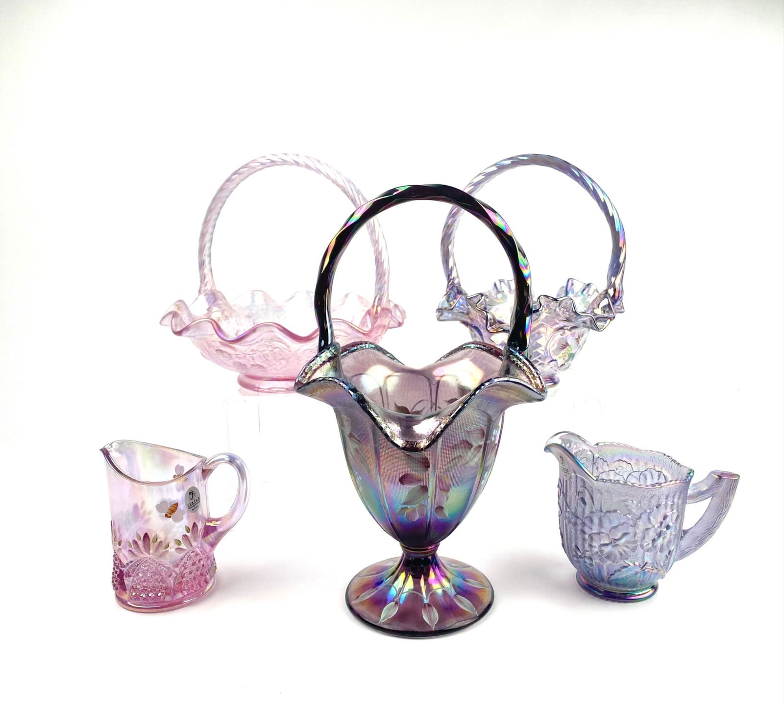 Five Fenton And Iridescent Opalescent Glass Items (1 of 10)