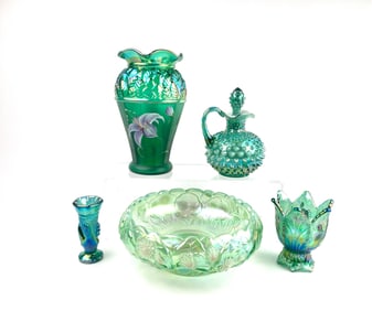 ?5 Fenton Green Iridescent Glassware (Designer Showcase Series)