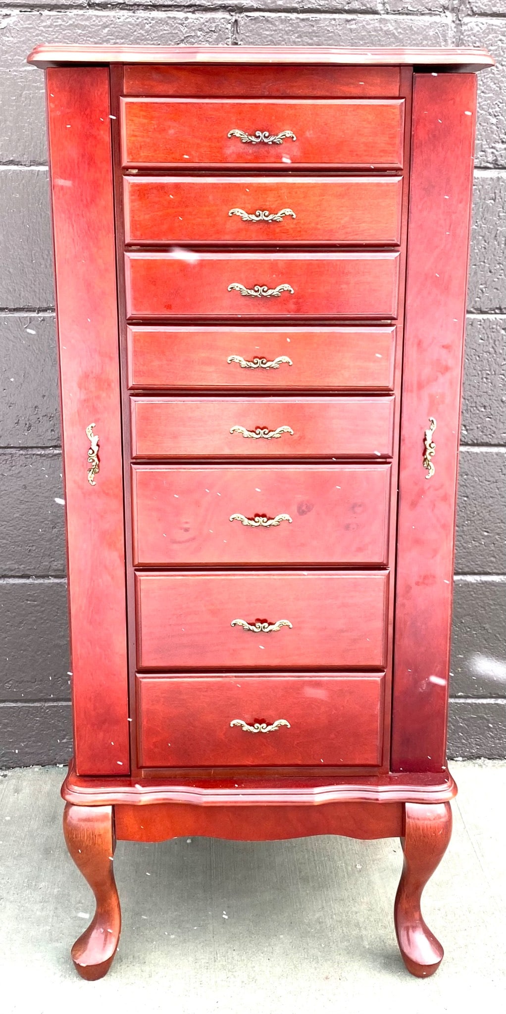 Mahogany-Finished Jewelry Armoire by Powell with Lift-Top and Side Compartments (1988) (1 of 10)