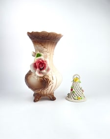 Lot of Two Capodimonte Ceramic Decorative Pieces