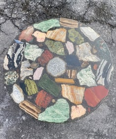 Round Pietra Dura Table With Cast Iron Base