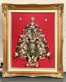 Framed Jewelry Christmas Tree Art