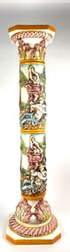 Hand-Painted Capodimonte Ceramic Pedestal Column