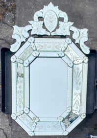 Venetian-Style Etched Mirror with Floral Motifs