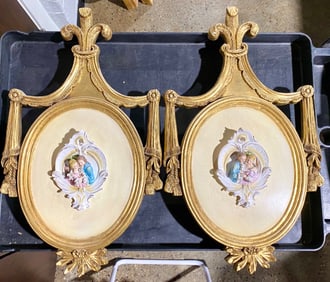 Pair of Capodimonte-Style Porcelain Wall Plaques
