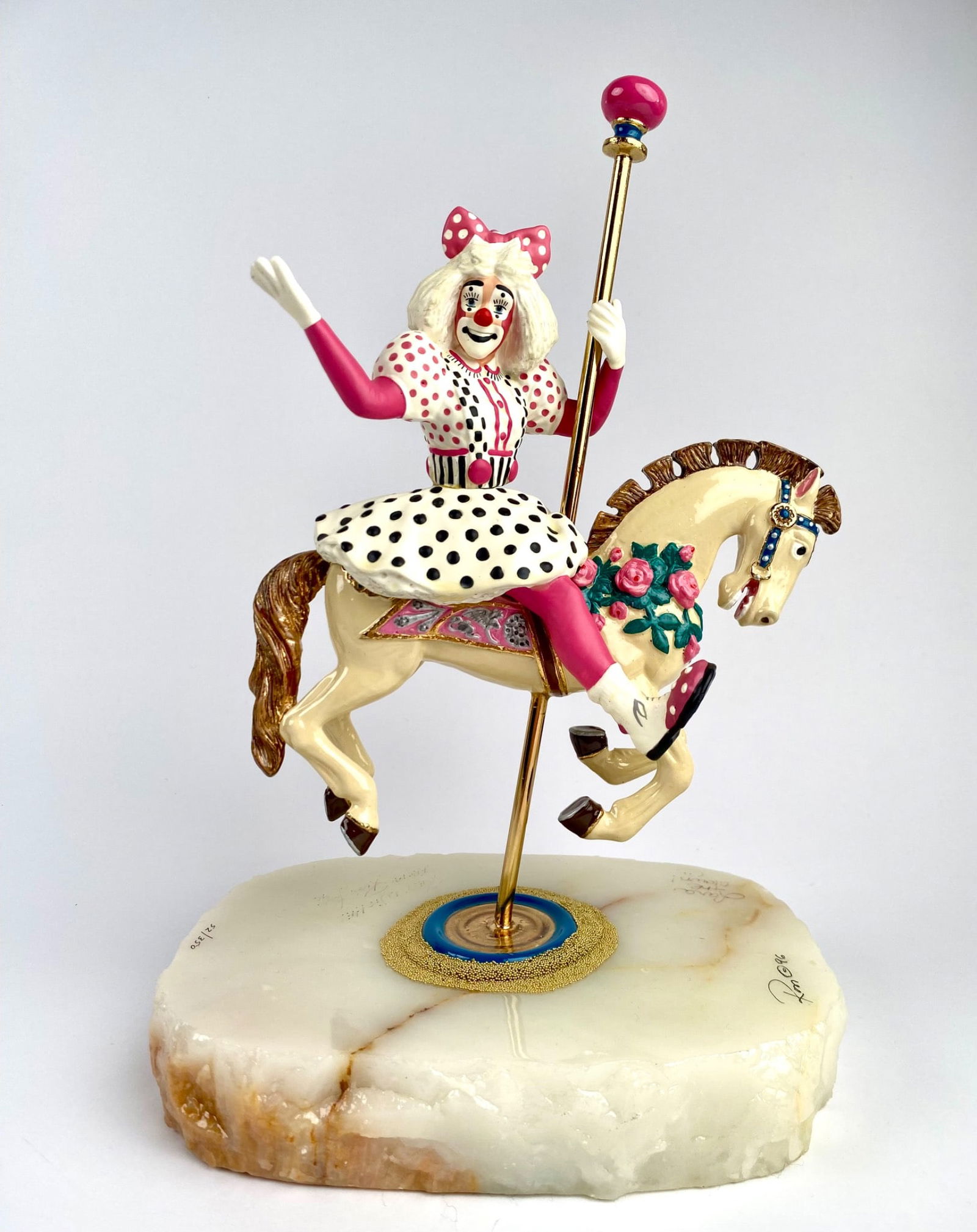Signed Ron Lee Lara the Clown Figurine on Onyx Base (Numbered 52/350) (1 of 12)