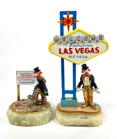 Ron Lee Clown Figurines Featuring Las Vegas Sign and Factory Tour Themes