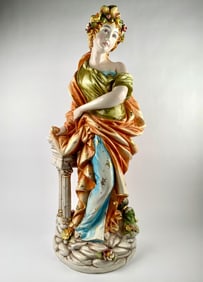 Large Hand-Painted Porcelain Capodimonte Figurine (Signed)