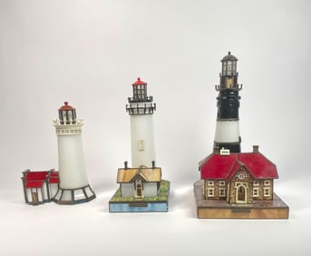 Set of 4 Stained Glass Lighthouse Sculptures from Coastal Heritage Collection