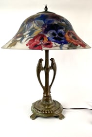Nouveau Tiffany Style Reverse Painted Lamp