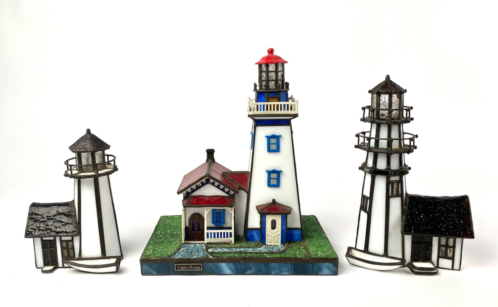 Forma Vitrum Stained Glass Lighthouse Trio with Certificates And Original Box (1 of 10)