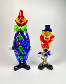 Pair of Murano Art Glass Clown Figurines