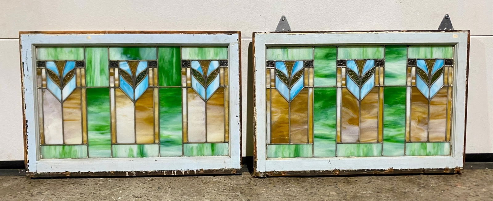 Pair of Leaded Stained Glass Window Panels (1 of 12)