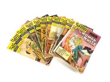 Collection of Classics Illustrated Comic Books Featuring Various Titles
