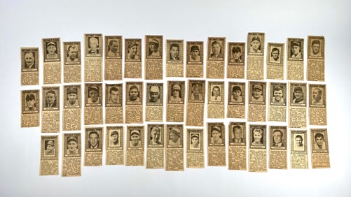 Collection of 44 Detroit Times Hand-Cut Sport Stamps (1936)