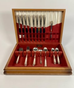 King Edward Silverplate Flatware Set with Wooden Anti-Tarnish Chest