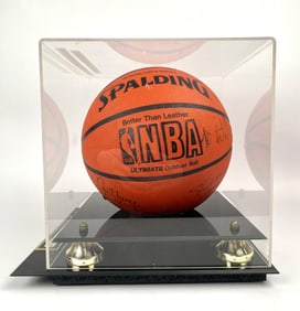 1993 Orlando Magic Team-Signed Spalding NBA Basketball in Display Case (Including Shaquille O'Neal)