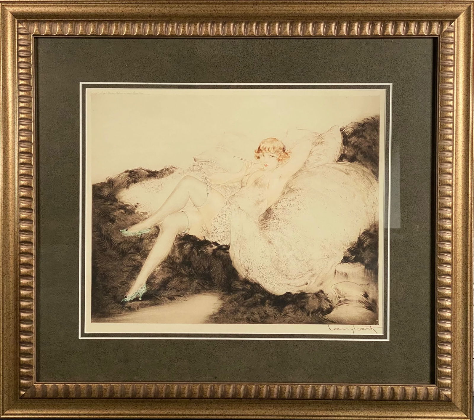 Framed Louis Icart Print Titled White Underwear (1 of 12)