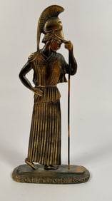 Bronze Plated Warrior Figure with Spear