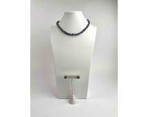 14K and 18K Gold and Tahitian Pearl Earring and Necklace Set: Tahitian pearl earring and necklace set with 14K and 18K gold hardware. Earring pearls are 8 mm and the necklace pearls are 7 mm. The necklace is stamped with AU 585 and the earring posts are stamped 