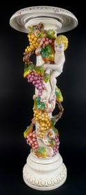 Cherub and Grapevine Motif Porcelain Pedestal