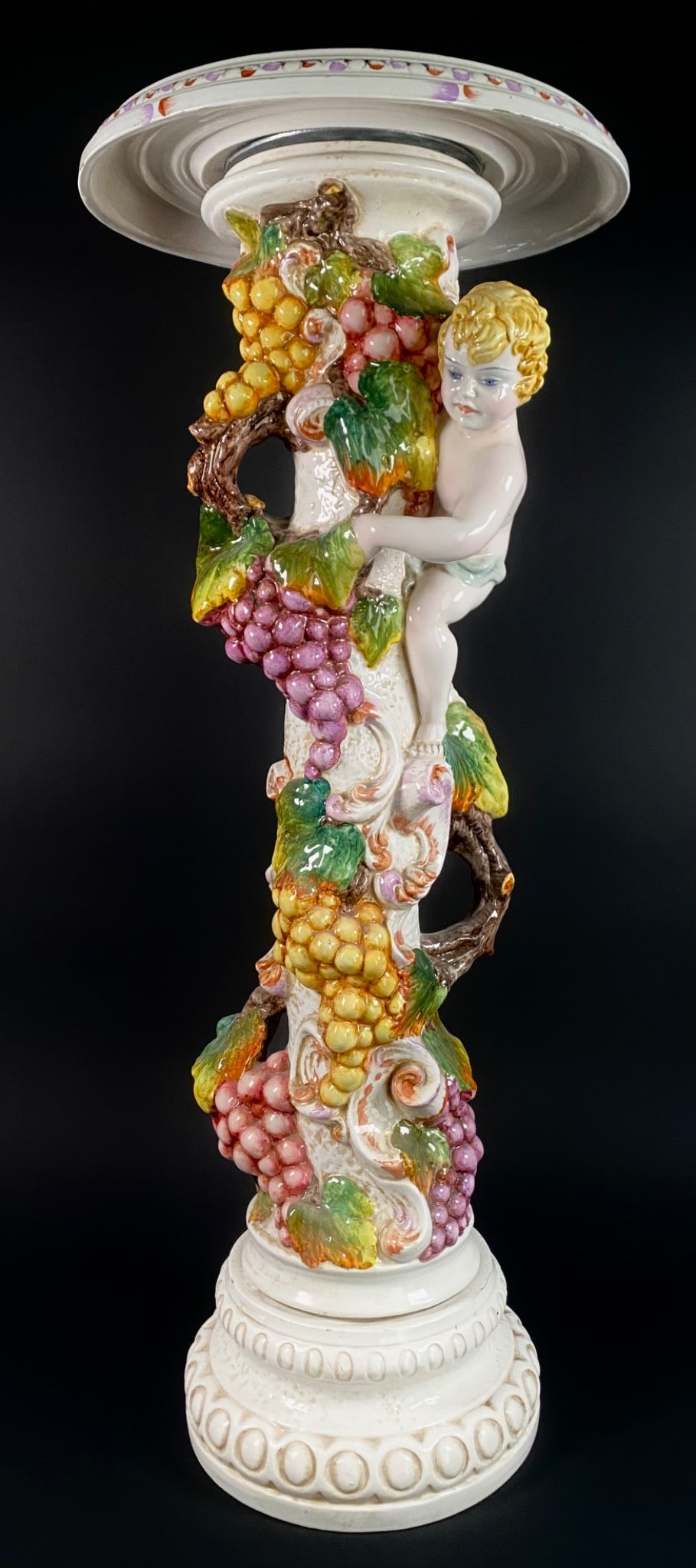 Cherub and Grapevine Motif Porcelain Pedestal (1 of 12)