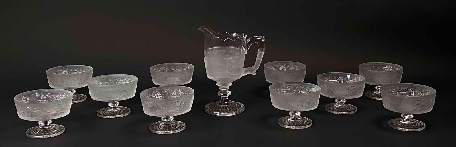 Westward Ho - Antique Pressed Glass Pitcher and Dessert Dishes (1 of 9)