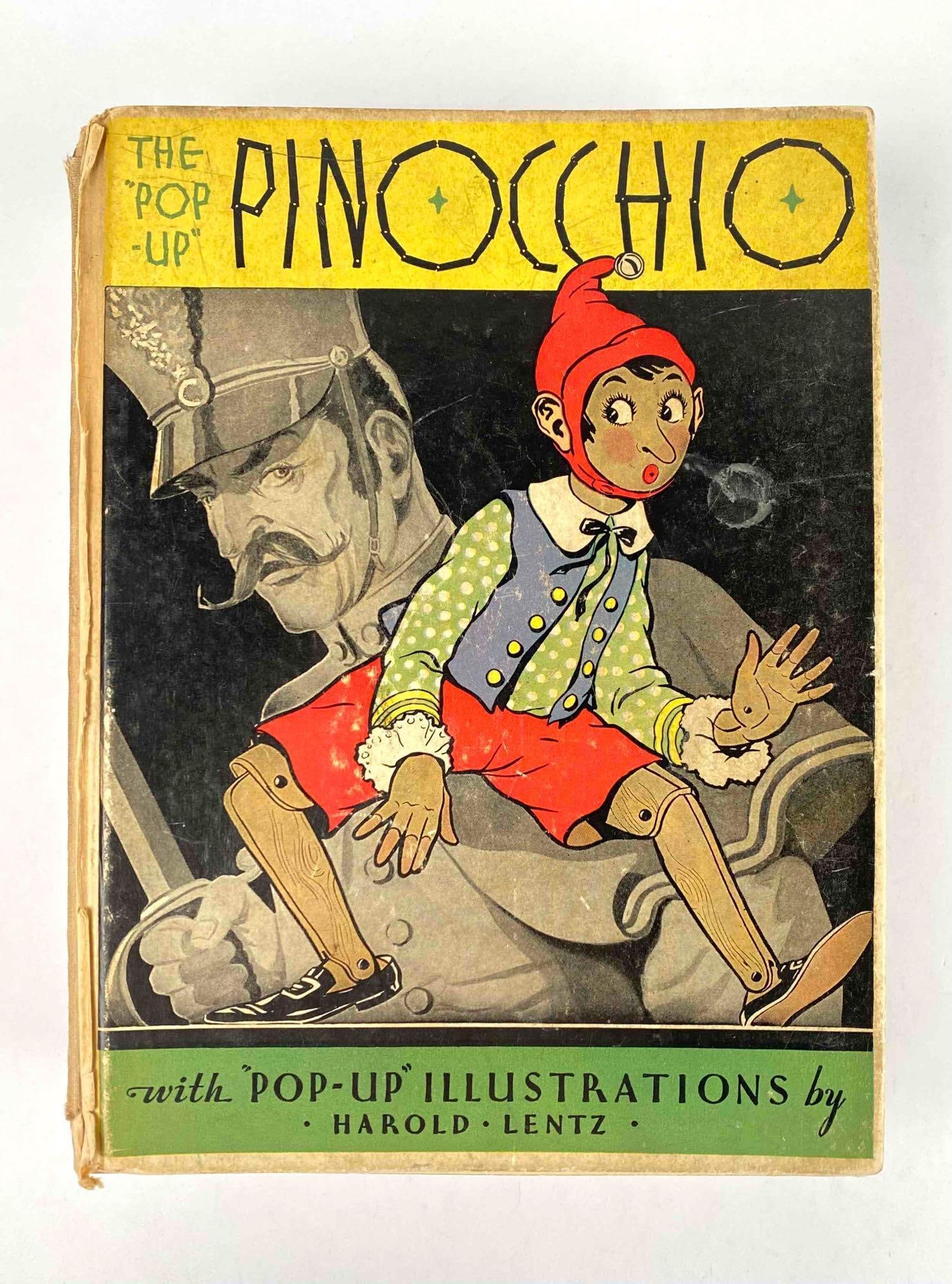 The "Pop-Up" Pinocchio, with Illustrations by Harold Lentz, 1930s: The "Pop-Up" Pinocchio, with Illustrations by Harold Lentz, 1930s. Lot is in good condition. Note: This piece shows signs of wear associated with age and use. Please see photos for additional details.