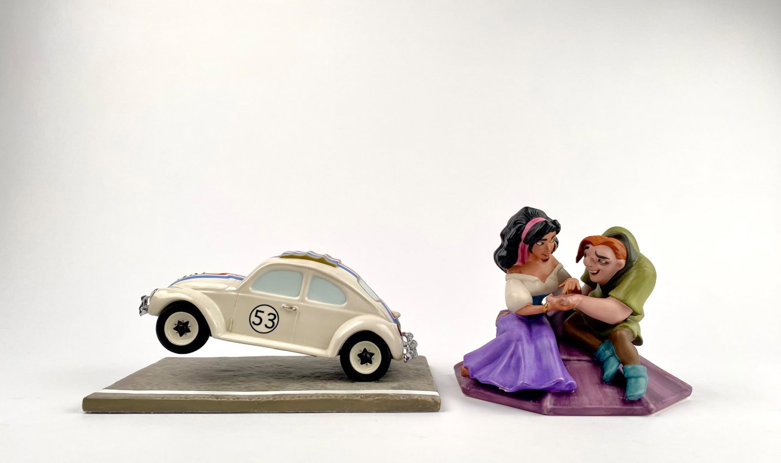 Rarin To Race and Not a Single Monster Line (COA Original Box): Disney Classics Collection pieces featuring Rarinâ€™ To Race from The Love Bug and Not a Single Monster Line depicting Esmeralda and Quasimodo from The Hunchback of Notre Dame. Both f