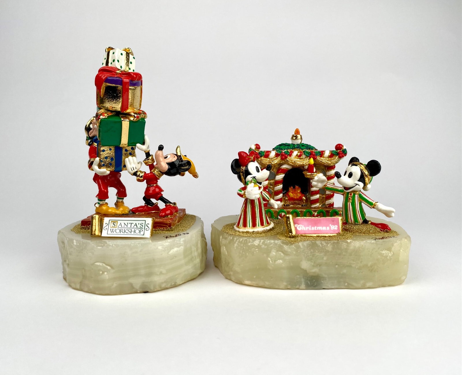 Pair of Ron Lee Disney Mickey and Minnie Christmas Figurines (1 of 12)