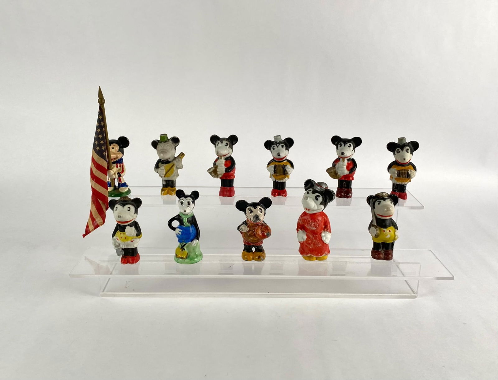 Set of 12 Hand-Painted Miniature Mickey Mouse-Themed Figurines (1 of 12)