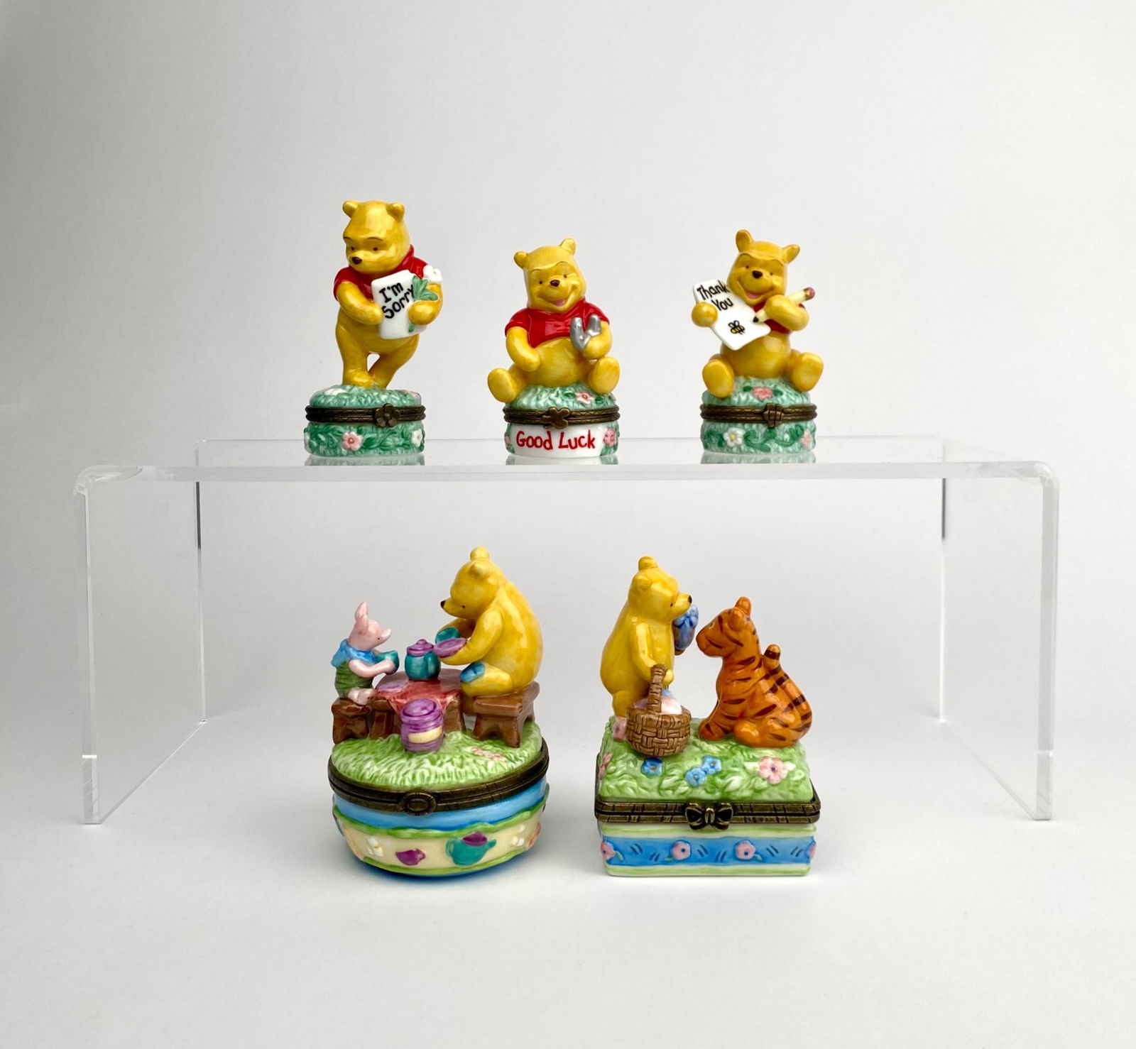 Set of 5 Disney Winnie The Pooh Porcelain Trinket Boxes  (1 of 11)