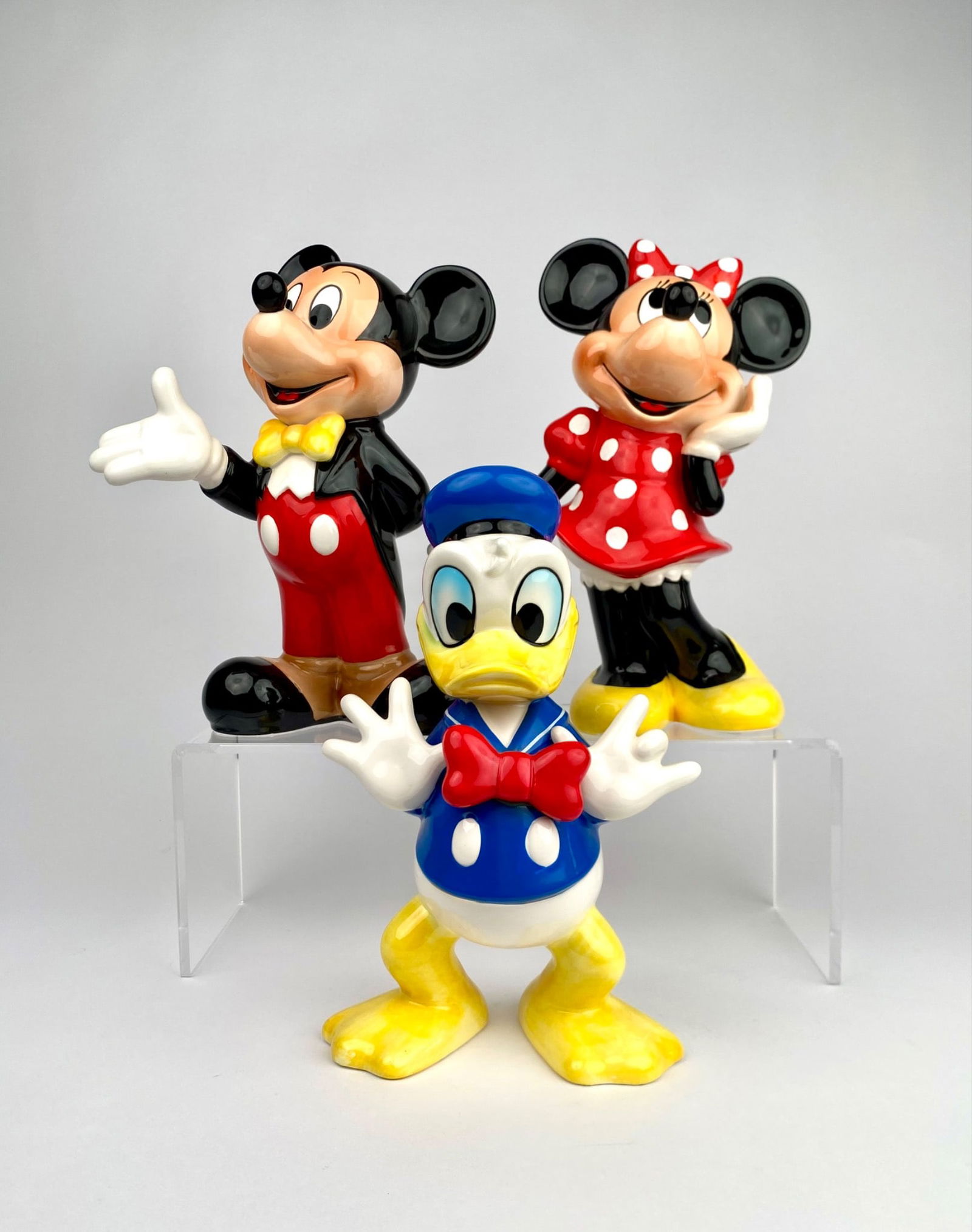 Set of Ceramic Mickey Mouse, Minnie Mouse, and Donald Duck (1 of 12)