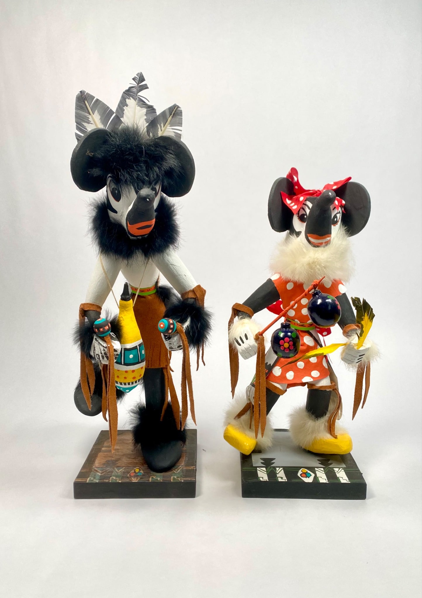 Handcrafted Cindy Kachina Mickey and Minnie Mouse Figures (1990) (1 of 11)