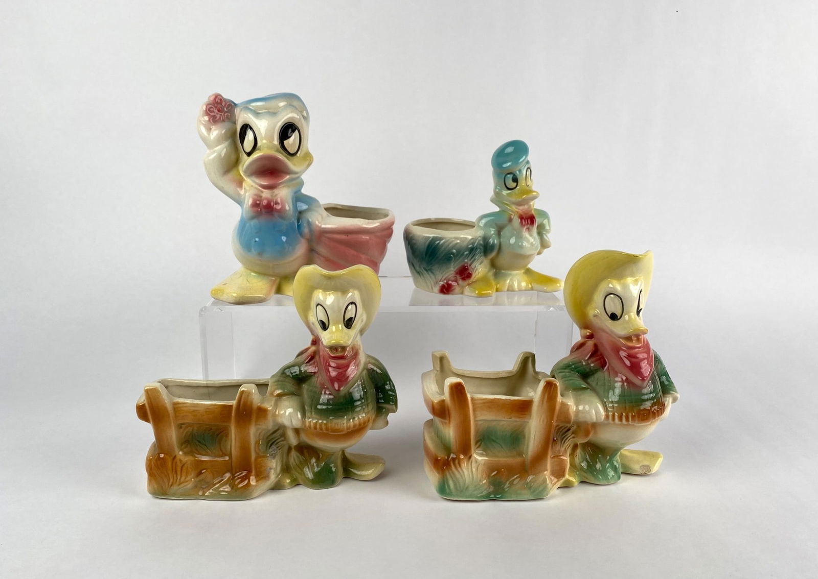 Set of Walt Disney Productions Donald Duck Ceramic Planters (1 of 12)