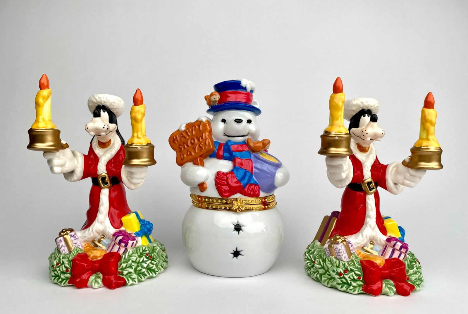Set of Disney Holiday Candle Holders and Snowman Trinket Box (1 of 12)