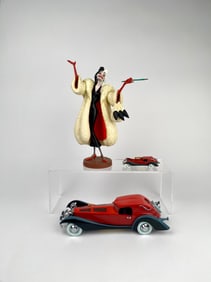 Disney Cruella De Vil Figurine and Car Models (COAs Original Boxes)