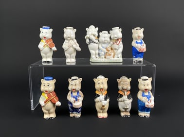 Walt Disney Made in Japan Three Little Pigs Ceramic Figurines