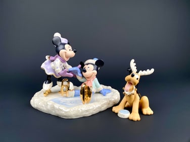 Disney Lenox Porcelain Mickey and Minnie Ice Skating and Pluto?