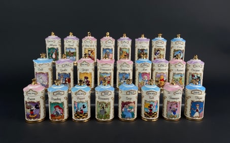 Set of 25 Walt Disney Spice Collection Ceramic Jars with Lids