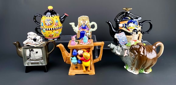 Set of 6 Disney Character Themed Ceramic Teapots?