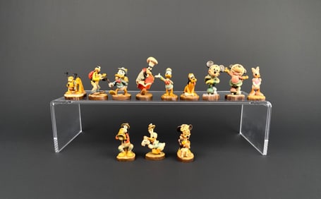 Group of 12 Miniature Disney ANRI Wooden Figurines