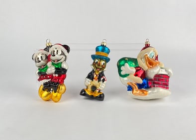 Set of Christopher Radko Disney Ornaments Mickey Minnie Donald